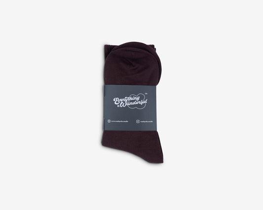 Garden Crew Sock - Flower Motif (Earth Brown)